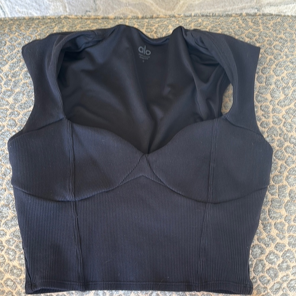 ALO Yoga Black Ribbed Crop Top